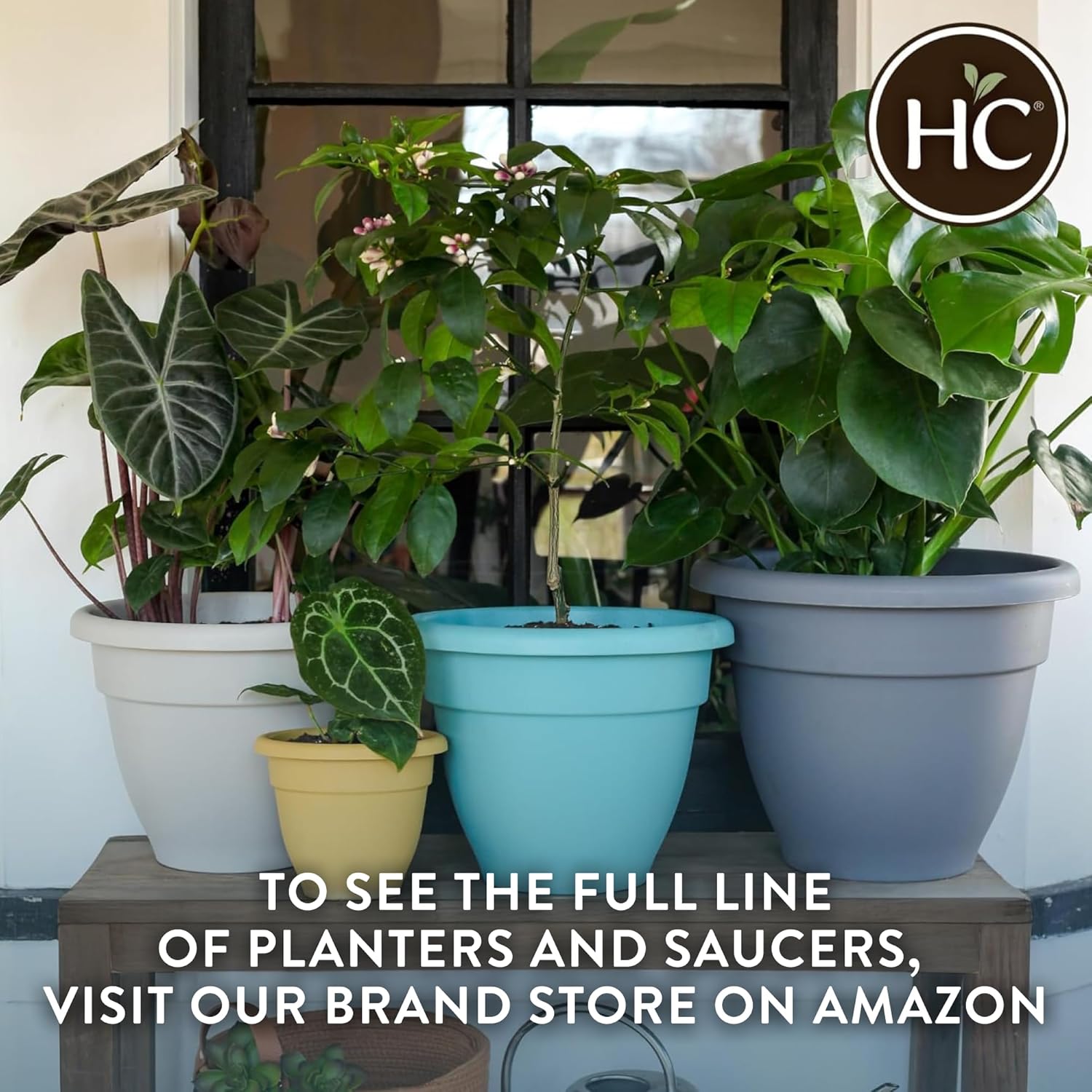 The HC Companies Caribbean Planter Pot - Outdoor & Indoor Plant Pot with Drainage Hole & Plug - Rolled Rim Plastic Pots for Plants & Flowers - Decorative Plant Pot (12" Warm Gray, Pack of 1) - Image 8